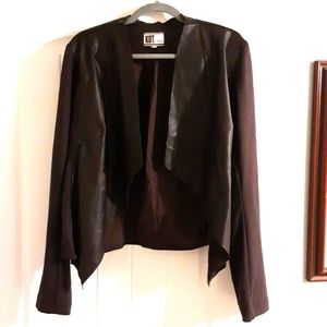 Draped open front mixed media gorgeous Kut From the Kloth jacket